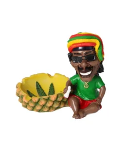 Aschenbecher „Polyresin Rasta Wackelkopf Ananas“; 8 x 13 cm; Höhe 11,5 cm