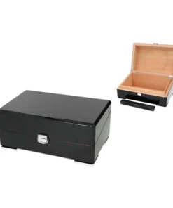 Humidor schwarz Hochglanz, 23,7×15,5×10,2cm, ohne Hygrometer