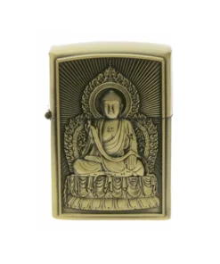 Benzinfeuerzeug „Buddha“ Antik-Gold mit Einsatz