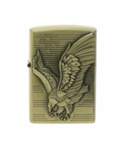 Benzinfeuerzeug „Flying Eagle“ Antik-Gold mit Einsatz