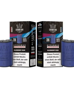 Pods (1x links & 1x rechts) – Al Fakher 30K Hyper Max – Advanced – Big Puffs – Blueberry Gum (Blaubeere, Kaugummi)