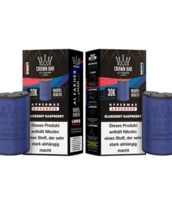 Pods (1x links & 1x rechts) – Al Fakher 30K Hyper Max – Advanced – Big Puffs – Blueberry Raspberry (Blau- u. Himbeere)