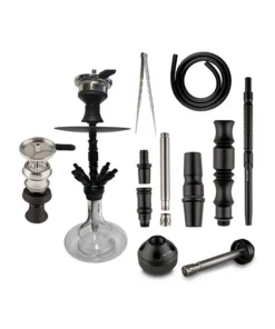 Shisha „Hero 2“; schwarz; mit Steinkopf; ca. 52 cm; 4 Anschlüsse