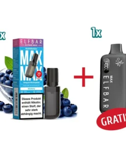 AKTION – 1x ELBAR Max Pod – Blueberry + 1x ELFBAR Max Basisgerät – black GRATIS