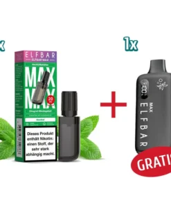 AKTION – 1x ELBAR Max Pod – Menthol + 1x ELFBAR Max Basisgerät – black GRATIS