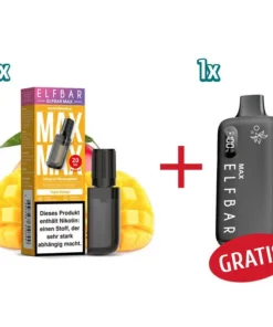 AKTION – 1x ELBAR Max Pod – Triple Mango + 1x ELFBAR Max Basisgerät – black GRATIS