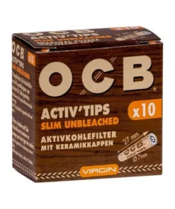 OCB Activ Tips Slim Unbleached 10 Stück, 7 mm Aktivkohle-Filter