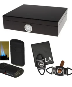 Germanus Humidor Geschenkset Movella- Polymerbefeuchter, Cutter, Feuerzeug