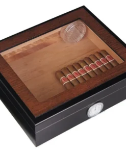 Kristallglas Humidor Black-Wood Polymerbefeuchter