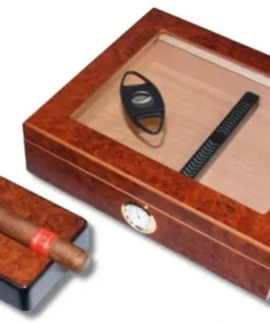 Kristallglas Wurzelholz Finish Humidor-Set V-240