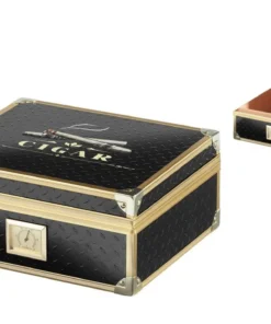 Angelo Humidor schwarz mit goldfarbenen Metallrahmen