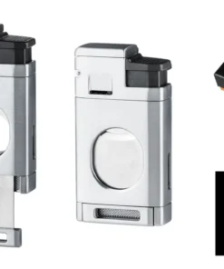 Winjet Premium Zigarrenfeuerzeug 3xJet chrom matt mit Cutter, Ring 58