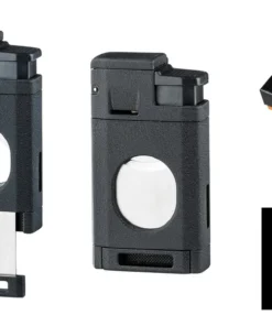 Winjet Premium Zigarrenfeuerzeug 3xJet schwarz matt mit Cutter, Ring 58