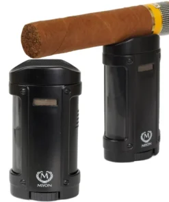 Myon Feuerzeug mit Zigarrenablage Quadro-Jet Black