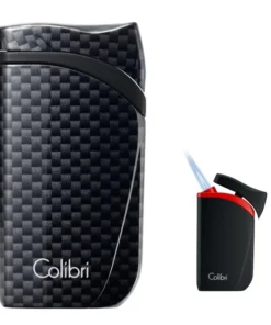 COLIBRI Zigarrenfeuerzeug Falcon II Jet Carbondesign schwarz Schrägflamme