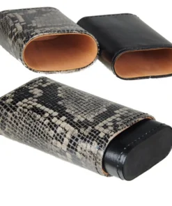 Zigarrenetui Reisehumidor Leder 3er Robusto black phyton