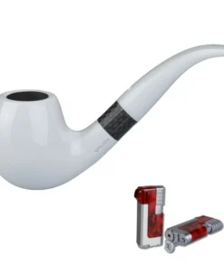 Vauen Pfeife Edison 104 Weißpunktedition + Necuma Pfeifenfeuerzeug