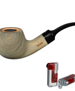 Vauen Pfeife Patina 337 sandgestrahlt Weißpunktedition + Necuma Pfeifenfeuerzeug