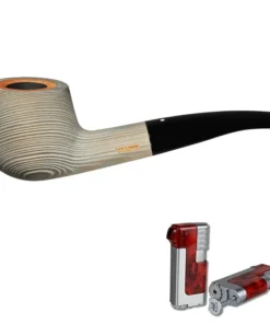 Vauen Pfeife Patina 340 sandgestrahlt Weißpunktedition + Necuma Pfeifenfeuerzeug
