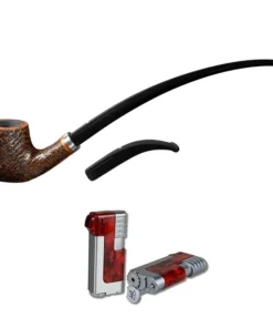Vauen Pfeife Lesepfeife Relax 527 Weißpunktedition + Necuma Pfeifenfeuerzeug