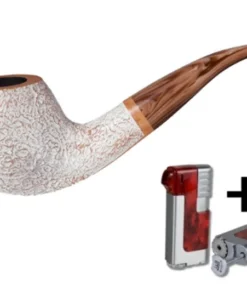Vauen Pfeife Fuji sand weiss 4242 + Necuma Pfeifenfeuerzeug