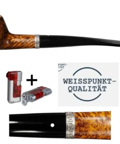 Vauen Pfeife Paris 167 Weißpunktedition + Necuma Pfeifenfeuerzeug