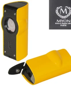 Myon Paris Zigarrenfeuerzeug Tischfeuerzeug 4-Jetflamm Sensor Bohrer Racing Edition gelb