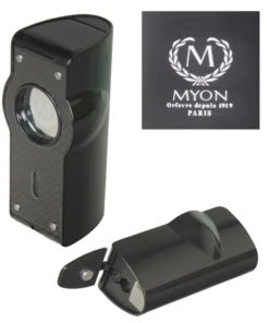 Myon Paris Zigarrenfeuerzeug Tischfeuerzeug 4-Jetflamm Sensor Bohrer Racing Edition black