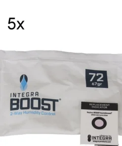 5x Integra Boost Humipack 2-way 72% 67g Beutel mit Austausch-Indikatorkarte