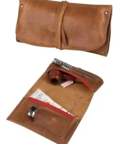 Premium Pfeifenrollbeutel Leder braun Antik 18cm