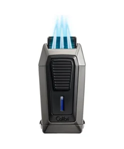 COLIBRI Zigarrenfeuerzeug „Quantum“ chrom/schwarz 3er-Jet-Flamme, mit ZAbschneider Kerbschnitt V-cut