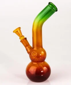 Bong Glas“Rasta Glas“gebogen 22cm.Durchm.28mm 14,5er