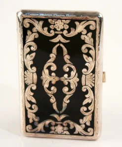 Etui 925er für 6 Zig. 9x6cm Antik schwarz