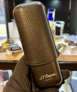 S.T. Dupont – Lederetui – Etui – Case – 2 Zigarren – schwarz / schwarz matt