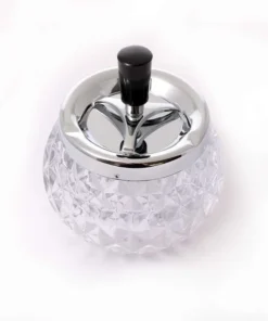 Drehascher chrom/Glas Kugel transparent 12cm