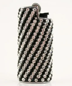 Feuerzeug Swarovski Crystals schwarz/weiß