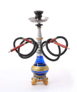 Modern Shisha Wasserpfeife „Iped“ blau/gold 2er/48cm