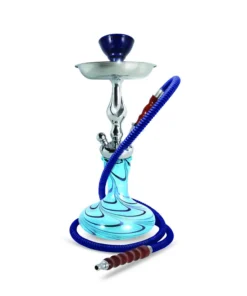 Wasserpfeife Glas Sahara Genie Dicro blau1 Schlauch 38 cm