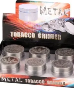 Grinder Metall „Cannabis“ 3tlg. antik silber Dm.50mm/H27mm