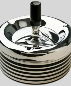 Drehascher chrom Streifen schwarz 11cm