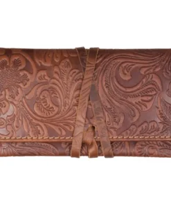 Feinschnitttasche Leder braun Flowerprint
