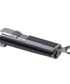 PASSATORE 2-Flame Jet-Feuerzeug. schwarz/chrom+Cigarrenascher schwarz