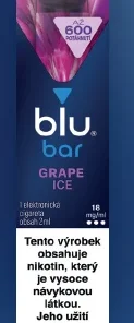 E-Zigarette BLU Bar 600 Puffs Grape ICE