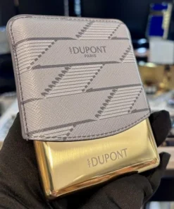 S.T. Dupont – Lederetui – Etui – Case – Zigaretten – Cigarillo – Monogram 1872 – grau / gold
