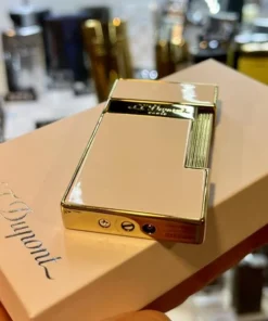 S.T. Dupont – Feuerzeug – Slimmy – Weisslack und Gold