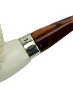 Meerschaum Pfeife Flechtmuster & Silberring