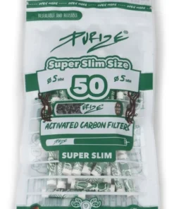 PURIZE SUPER Slim Size 5 mm Aktivkohlefilter weiß (50 Stück)