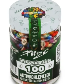 PURIZE XTRA Slim Size 6 mm Aktivkohlefilter Glas rainbow (100 Stück)