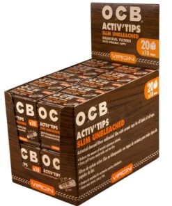 OCB Activ Tips Slim Unbleached 7mm Aktivkohlefilter (20 x 10 Stück)