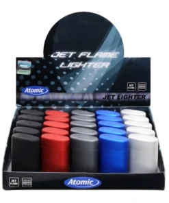 Atomic Elektronik Sturmfeuerzeug Blaue Jetflamme Design Metallic Rubber (25 x 1 Stk.)